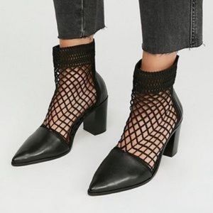 SCHUTZ Rosmari Fishnet Booties | Black | Size 7